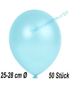 Metallic Luftballons in Hellblau, 25-28 cm, 50 Stück