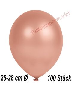 Metallic Luftballons in Rosegold, 25-28 cm, 100 Stück