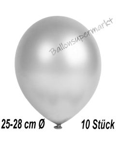 Metallic Luftballons in Silber, 25-28 cm, 10 Stück