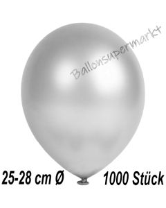 Metallic Luftballons in Silber, 25-28 cm, 1000 Stück