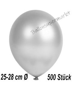 Metallic Luftballons in Silber, 25-28 cm, 500 Stück