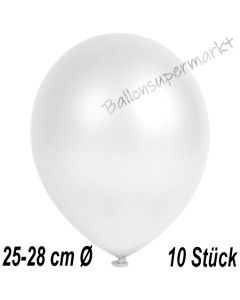 Metallic Luftballons in Weiß, 25-28 cm, 10 Stück