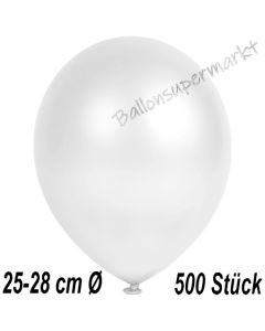 Metallic Luftballons in Weiß, 25-28 cm, 500 Stück