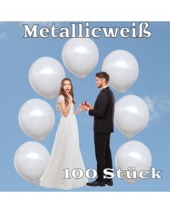 Luftballons 40 cm, Metallicweiß, 100 Stück