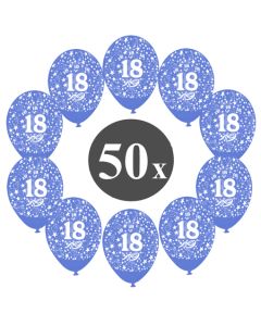 Luftballons mit der Zahl 18, 50 Stück, Kristall, Blau, 12", 28-30 cm