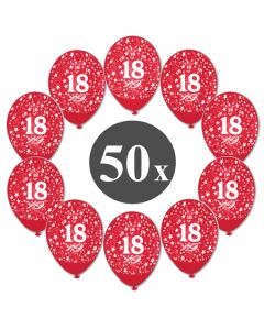 Luftballons mit der Zahl 18, 50 Stück, Kristall, Rot, 12", 28-30 cm