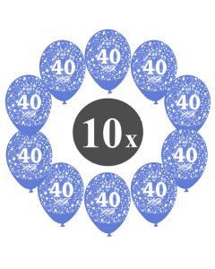 Luftballons mit der Zahl 40, 10 Stück, Kristall, Blau, 12", 28-30 cm