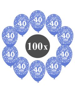 Luftballons mit der Zahl 40, 100 Stück, Kristall, Blau, 12", 28-30 cm