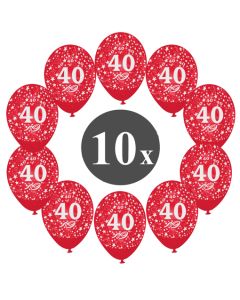 Luftballons mit der Zahl 40, 10 Stück, Kristall, Rot, 12", 28-30 cm