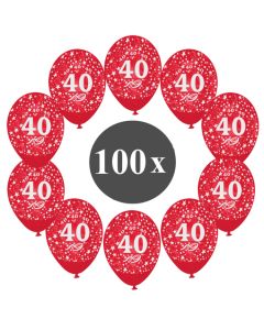 Luftballons mit der Zahl 40, 100 Stück, Kristall, Rot, 12", 28-30 cm