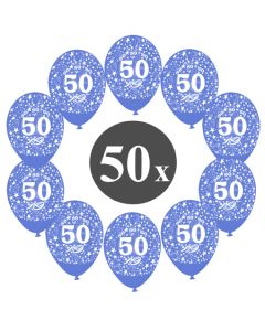 Luftballons mit der Zahl 50, 50 Stück, Kristall, Blau, 12", 28-30 cm