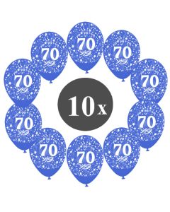 Luftballons mit der Zahl 70, 10 Stück, Kristall, Blau, 12", 28-30 cm
