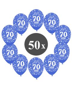Luftballons mit der Zahl 70, 50 Stück, Kristall, Blau, 12", 28-30 cm