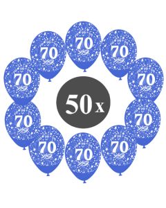 Luftballons mit der Zahl 70, 50 Stück, Kristall, Blau, 12", 28-30 cm