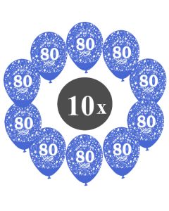 Luftballons mit der Zahl 80, 10 Stück, Kristall, Blau, 12", 28-30 cm