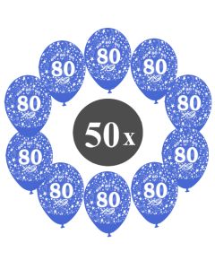 Luftballons mit der Zahl 80, 50 Stück, Kristall, Blau, 12", 28-30 cm