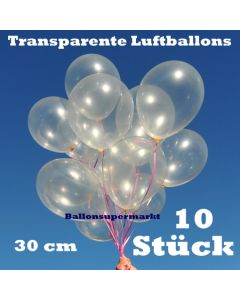 Luftballons Latex 30cm Ø Transparent 10 Stück