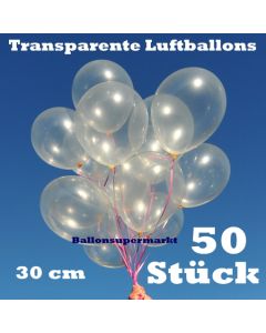 Luftballons Transparent, 30 cm, 50 Stück