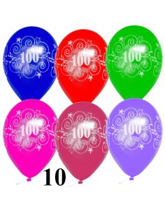 Luftballons Zahl 100 zum 100. Jubiläum und Geburtstag, 10 Stück