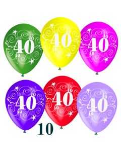 Luftballons Zahl 40 zum 40. Geburtstag, 10 Stück