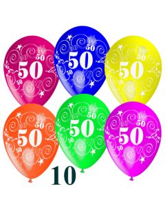 Luftballons Zahl 50 zum 50. Geburtstag, 10 Stück