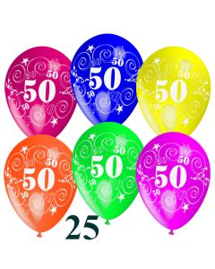 Luftballons Zahl 50 zum 50. Geburtstag, 25 Stück