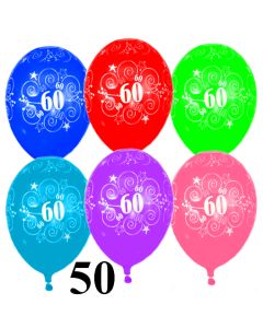 Luftballons Zahl 60 zum 60. Geburtstag, 50 Stück