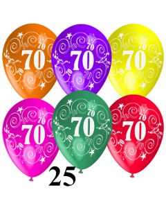 Luftballons Zahl 70 zum 70. Geburtstag, 25 Stück