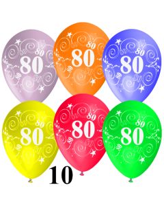 Luftballons Zahl 80 zum 80. Geburtstag, 10 Stück