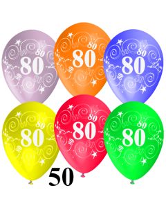 Luftballons Zahl 80 zum 80. Geburtstag, 50 Stück