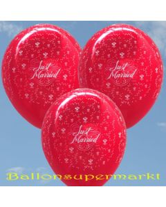 Luftballons zur Hochzeit, Just Married, Rubinrot, 10 Stück Latexballons, 30 cm