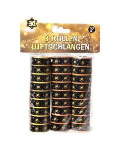 3 Rollen Luftschlangen Schwarz-Gold 30 zum 30. Geburtstag