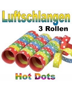 Hot Dots Streamers, Luftschlangen bunt gestreift mit weißen Punkten