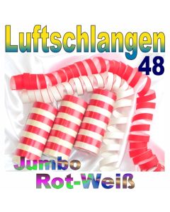 Luftschlangen Jumbo Rot-Weiß, 48 Rollen