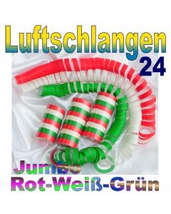 Luftschlangen Jumbo rot-weiß-grün, 24 Rollen