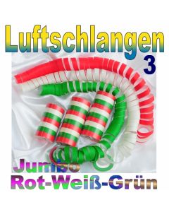 Luftschlangen Jumbo rot-weiß-grün, 3 Rollen