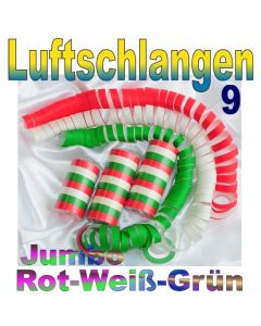 Luftschlangen Jumbo rot-weiß-grün, 9 Rollen