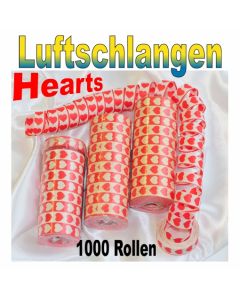 Luftschlangen mit Herzen, rot-weiß, 1000 Rollen