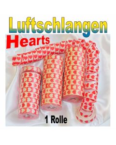 Luftschlangen mit Herzen, rot-weiß, 1 Rolle