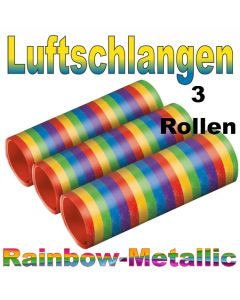 Luftschlangen in Regenbogenfarben, 3 Rollen