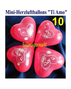 Mini Herzluftballons Ti Amo, 10 Stück