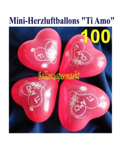 Mini Herzluftballons Ti Amo, 100 Stück
