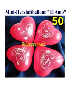 Mini Herzluftballons Ti Amo, 50 Stück
