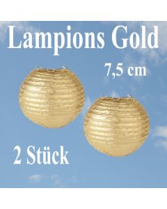 Lampions Gold, 7,5 cm, 2 Stück Set