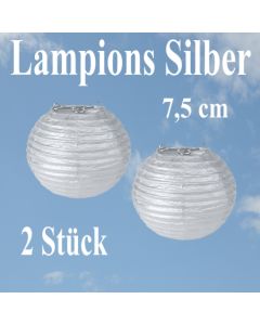 Lampions Silber, 7,5 cm, 2 Stück Set