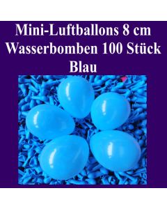 Mini Luftballons, 8 cm, 3", Wasserbomben, 100 Stück, Blau