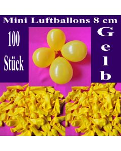 Mini Luftballons, 8 cm, 3", Wasserbomben, 100 Stück, Gelb