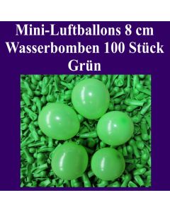 Mini Luftballons, 8 cm, 3", Wasserbomben, 100 Stück, Grün