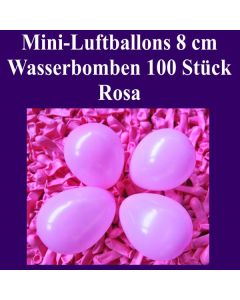 Mini Luftballons, 8 cm, 3", Wasserbomben, 100 Stück, Rosa