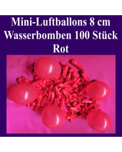 Mini Luftballons, 8 cm, 3", Wasserbomben, 100 Stück, Rot